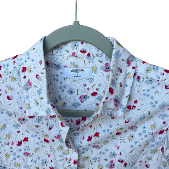 Untuckit Womens Floral Sleeveless Button-Up Shirt Size 2 - Picture 2 of 5
